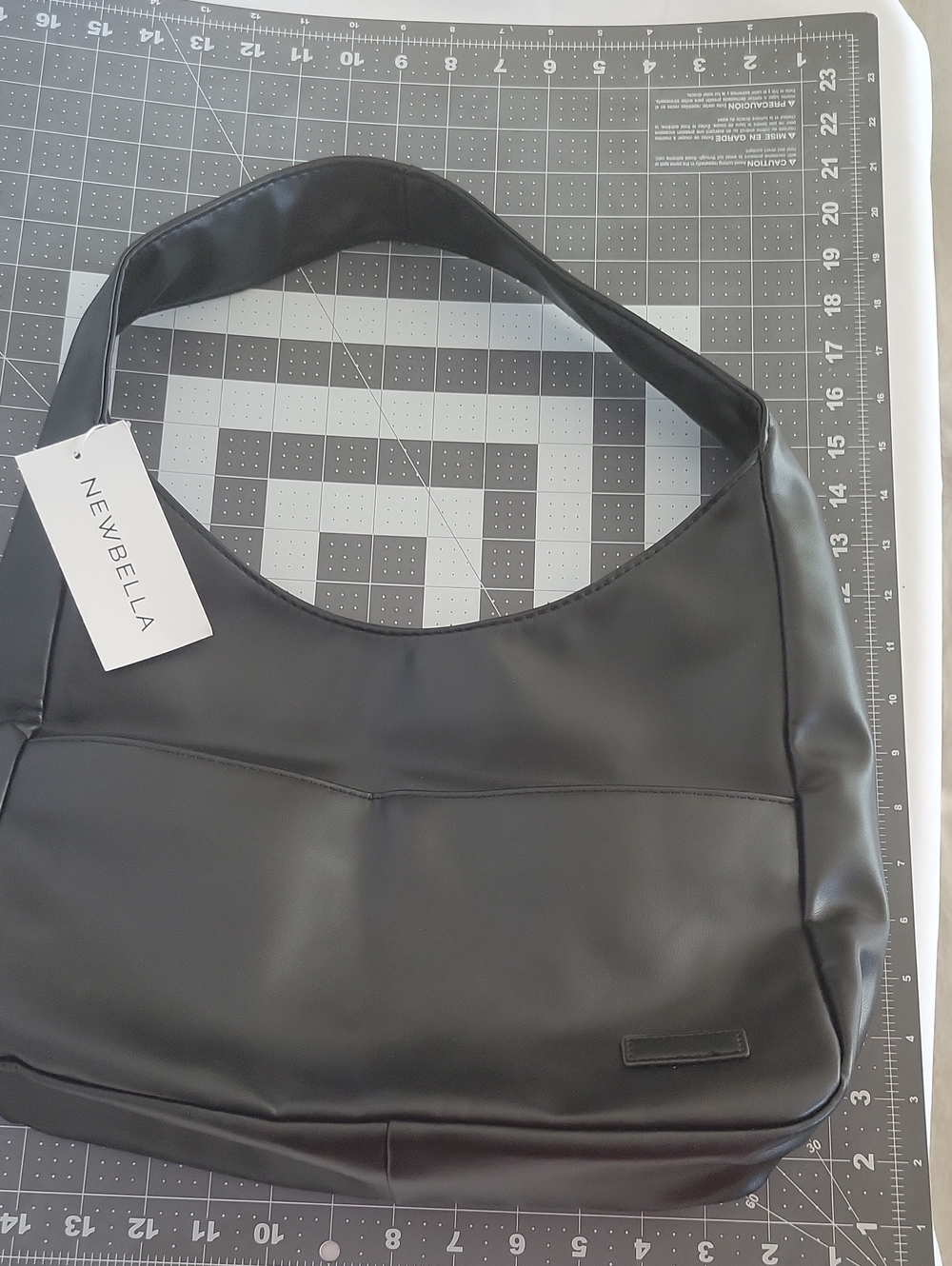 NEWBELLA Black Vegan Leather Shoulder Messenger Bag